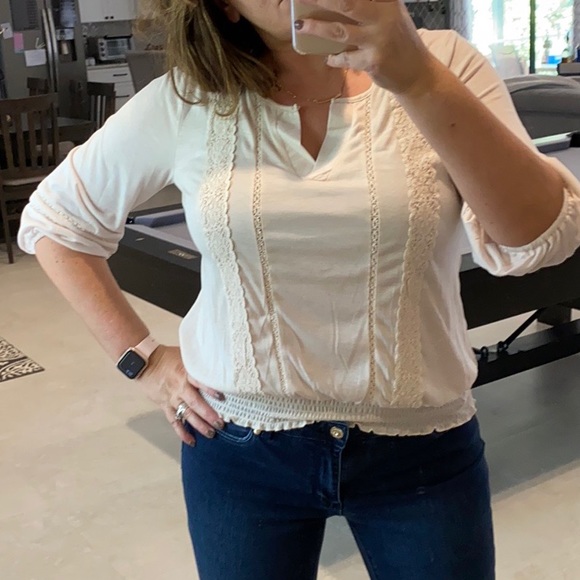 3/4 Sleeve Crochet Knit Top - Picture 2 of 5